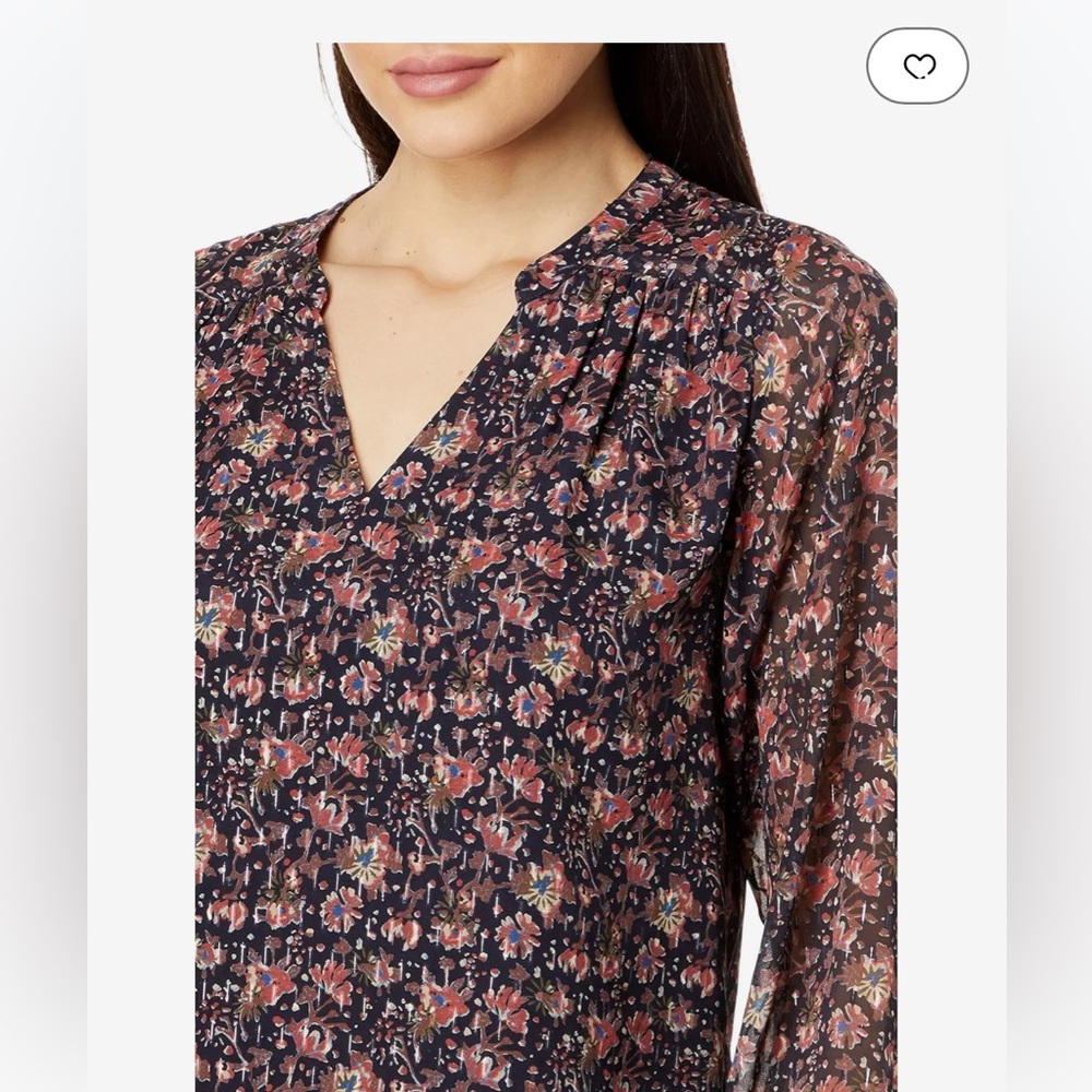 Faherty Silk Cotton Sage Wood Blouse, XS